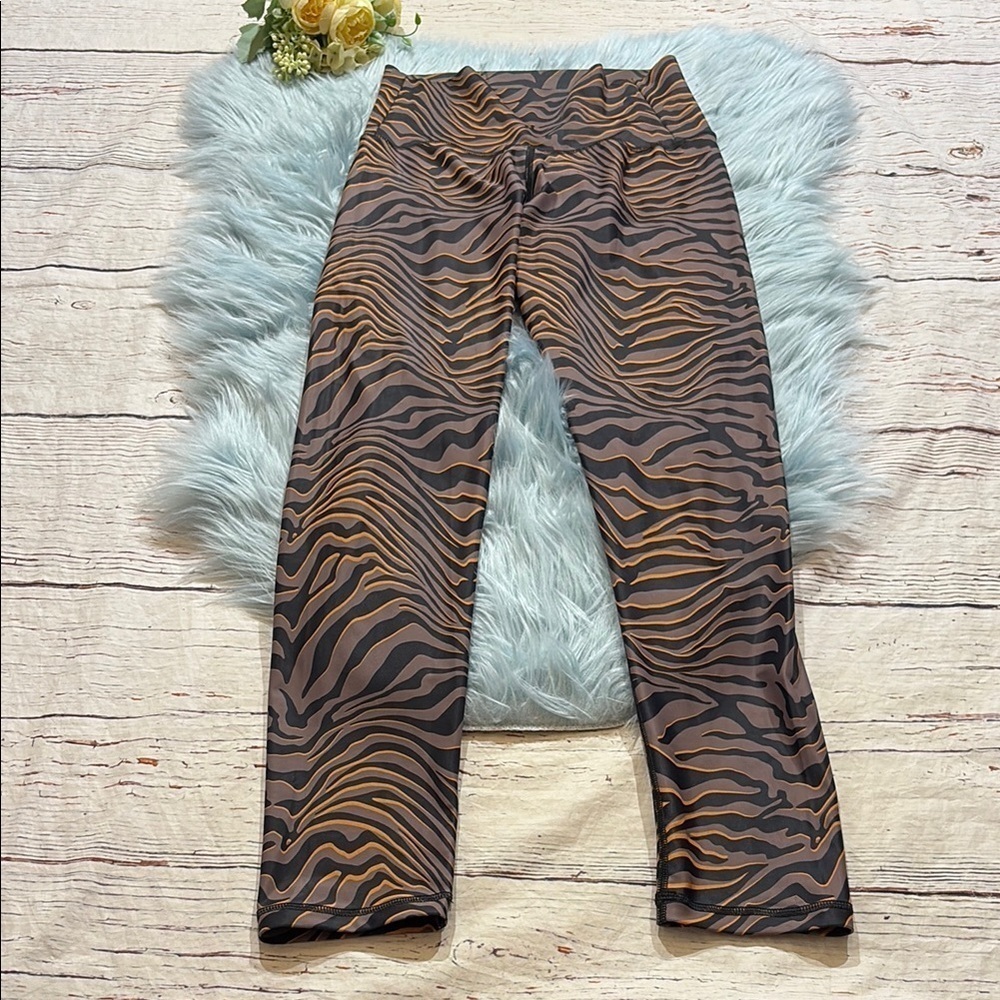 CHRLDR Brown Black Zebra Print High Waist Leggings sz L